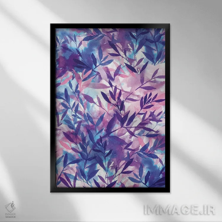 تابلو انتزاعی تغییرات بنفش اثر ژاکلین مالدونادو - نمای قابدار مشکی