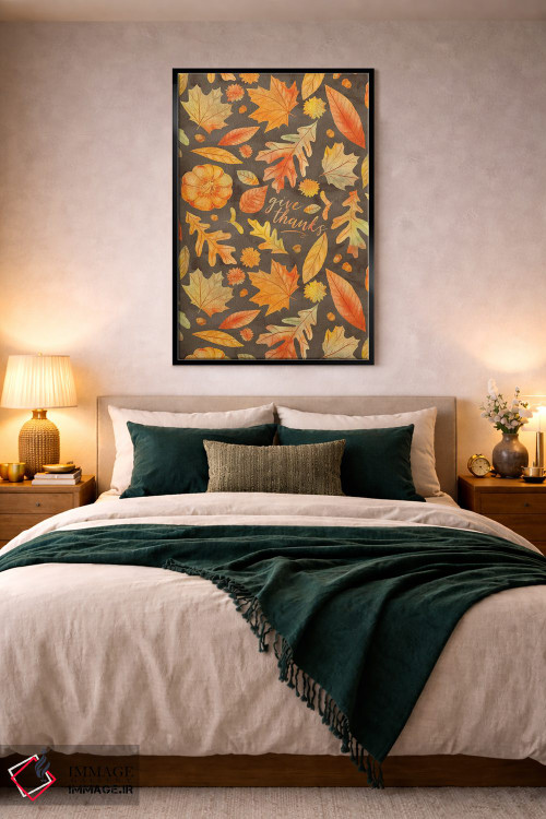 تابلو دکوراتیو شکرگزاری با برگ های پاییزی قهوه ای به سبک آبرنگ اثر ژاکلین مالدونادو - D4B