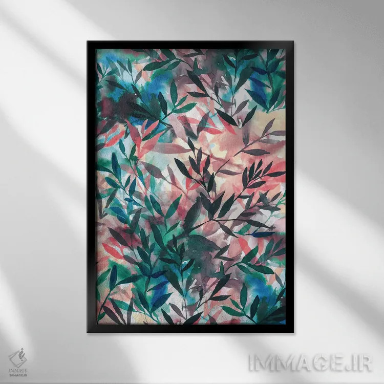 تابلو انتزاعی تغییرات مرجانی اثر ژاکلین مالدونادو - نمای قابدار مشکی