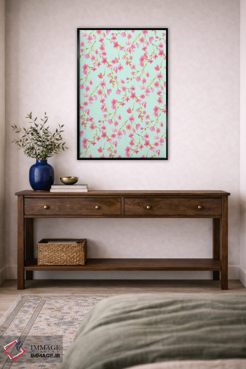 تابلو مدرن شکوفه گیلاس و نعنا اثر ژاکلین مالدونادو - D5B