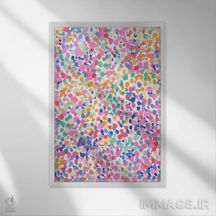 تابلو انتزاعی پاستل سرخوش اثر ژاکلین مالدونادو - نمای قابدار سفید