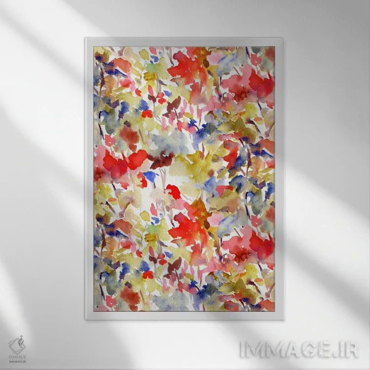 تابلو انتزاعی رنگ محلی ۱ اثر ژاکلین مالدونادو - نمای قابدار سفید