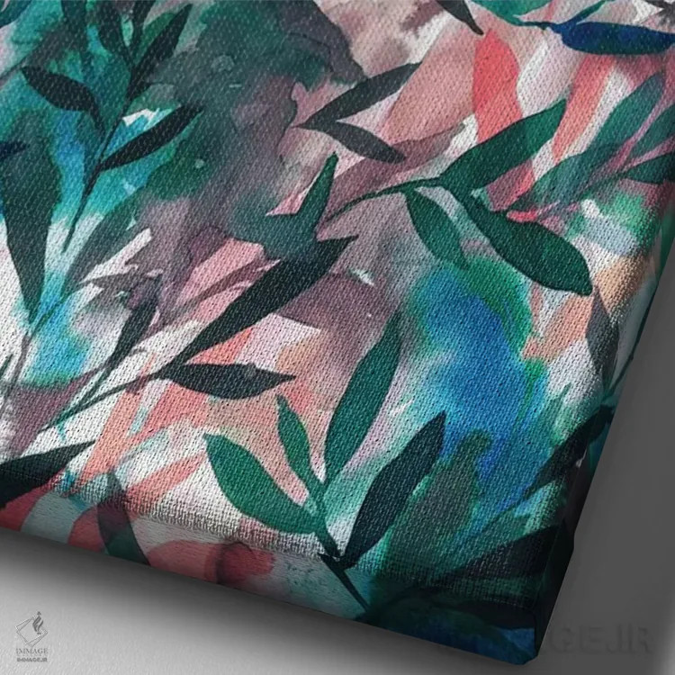 تابلو انتزاعی تغییرات مرجانی اثر ژاکلین مالدونادو - نمای نزدیک بافت بوم