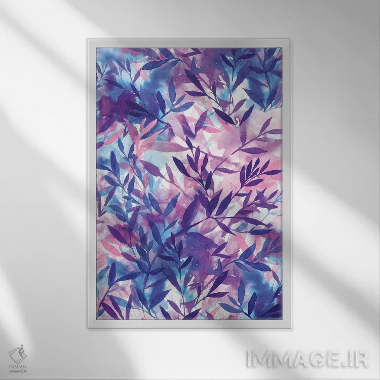 تابلو انتزاعی تغییرات بنفش اثر ژاکلین مالدونادو - نمای قابدار سفید