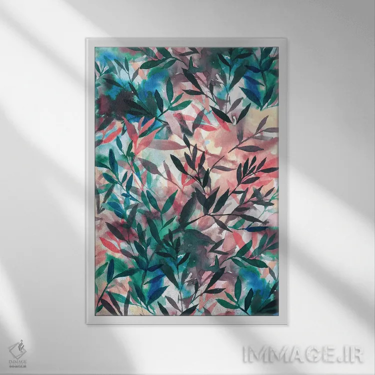 تابلو انتزاعی تغییرات مرجانی اثر ژاکلین مالدونادو - نمای قابدار سفید