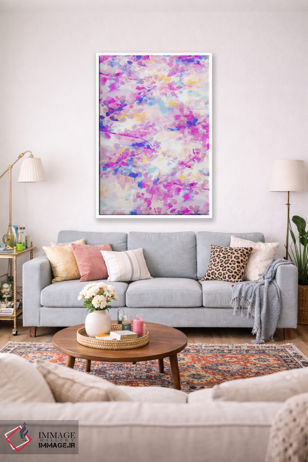 تابلو انتزاعی سایه بان سرخابی اثر ژاکلین مالدونادو - D1W