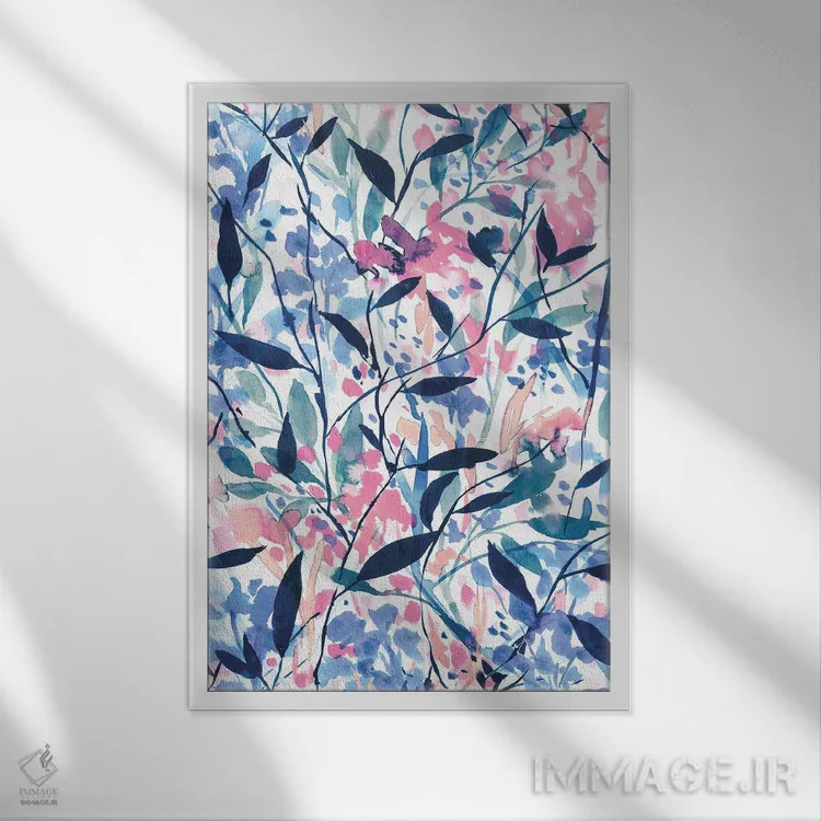 تابلو مدرن گل های وحشی آبی سرگردان اثر ژاکلین مالدونادو - نمای قابدار سفید