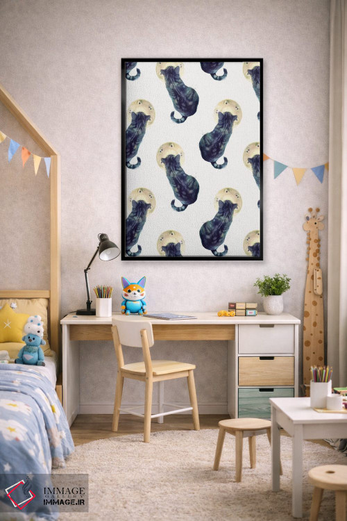 تابلو دکوراتیو بچه گربه و نعلبکی اثر ژاکلین مالدونادو - D1B