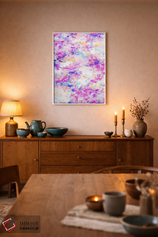 تابلو انتزاعی سایه بان سرخابی اثر ژاکلین مالدونادو - D5W