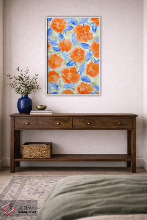 تابلو دکوراتیو شکوفه های صدتومانی خانه روستایی نارنجی اثر ژاکلین مالدونادو - D2W