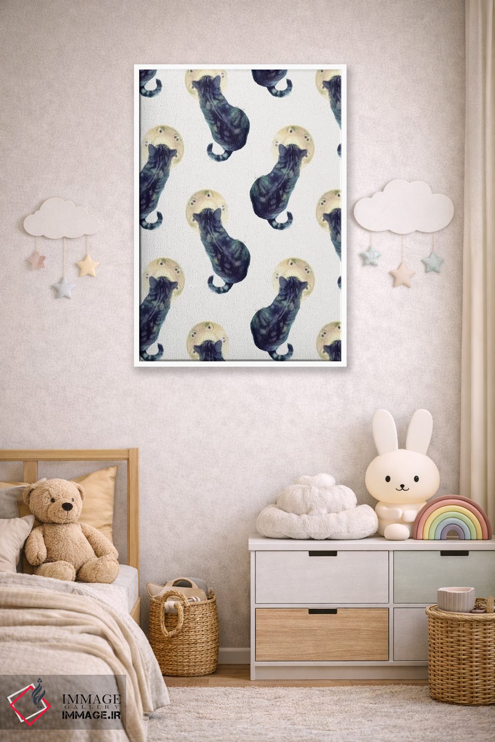 تابلو دکوراتیو بچه گربه و نعلبکی اثر ژاکلین مالدونادو - D4W