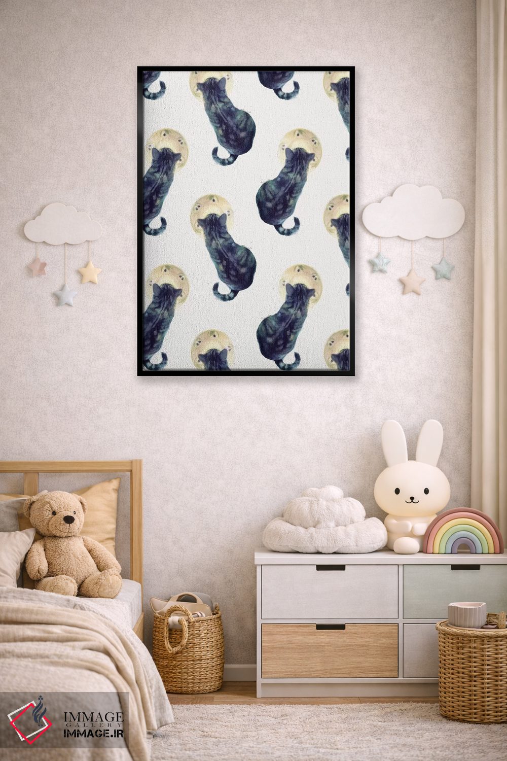 تابلو دکوراتیو بچه گربه و نعلبکی اثر ژاکلین مالدونادو - D6B