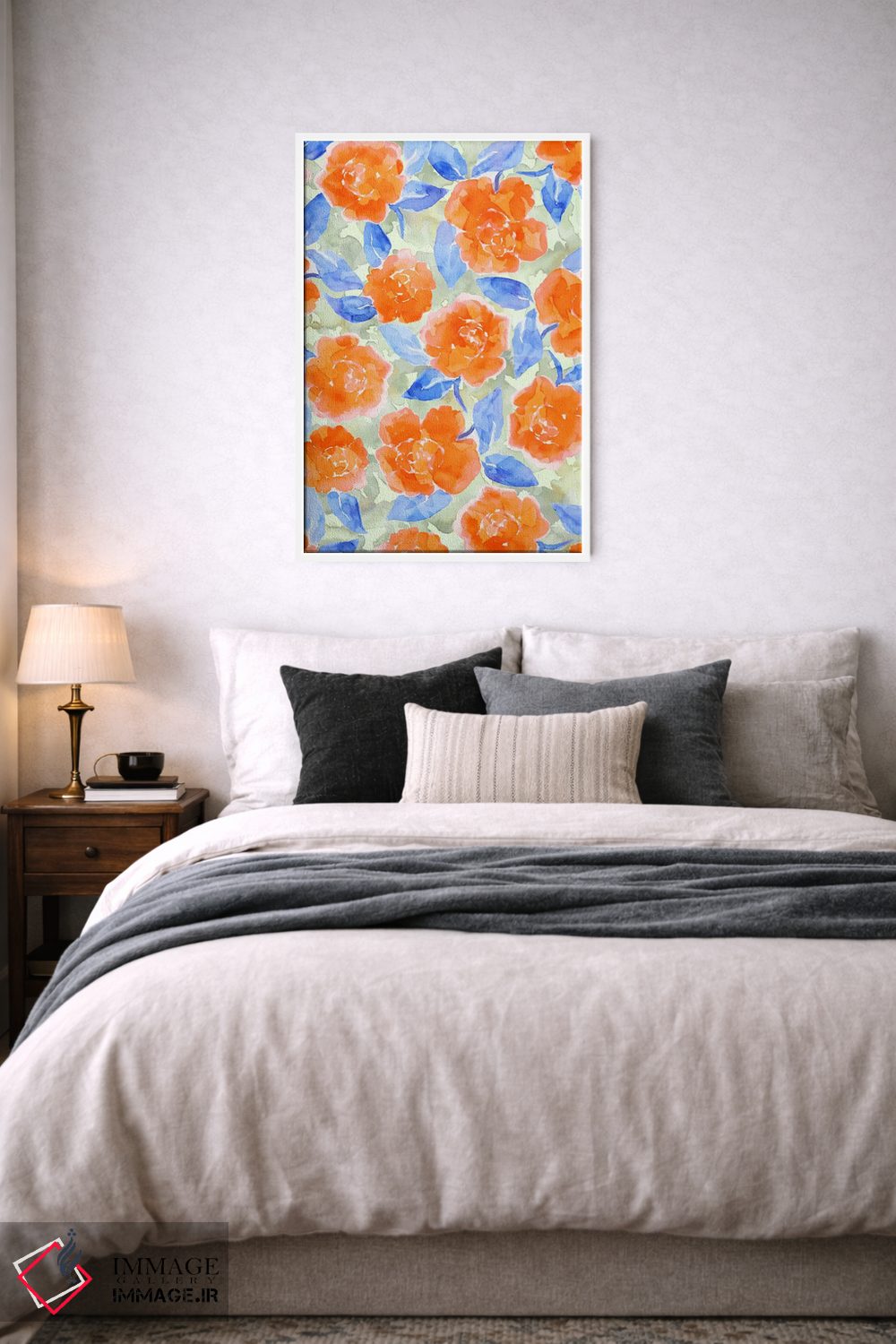 تابلو دکوراتیو شکوفه های صدتومانی خانه روستایی نارنجی اثر ژاکلین مالدونادو - D5W