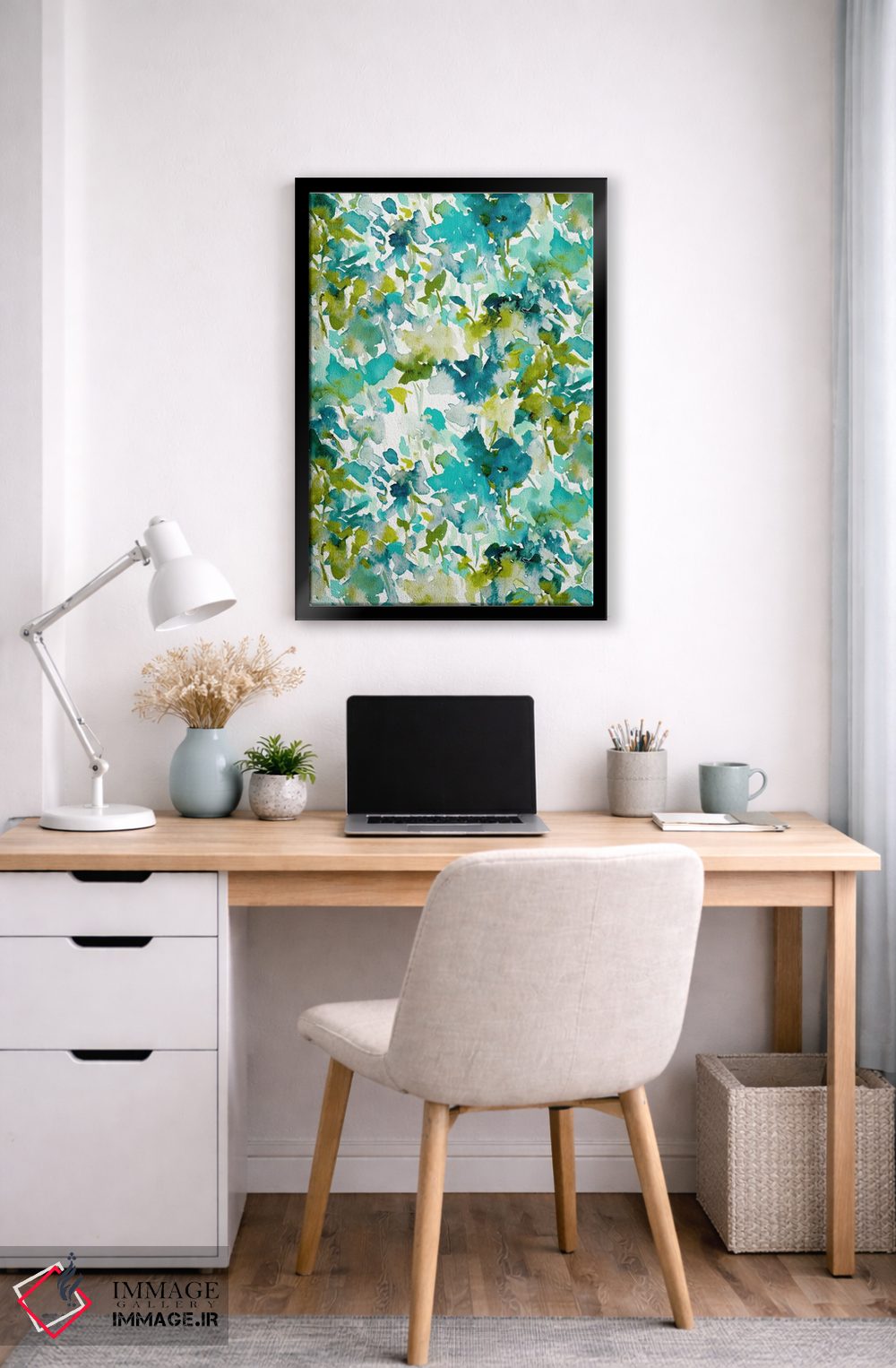 تابلو انتزاعی چاپ رنگ محلی سبزآبی اثر ژاکلین مالدونادو - D6B