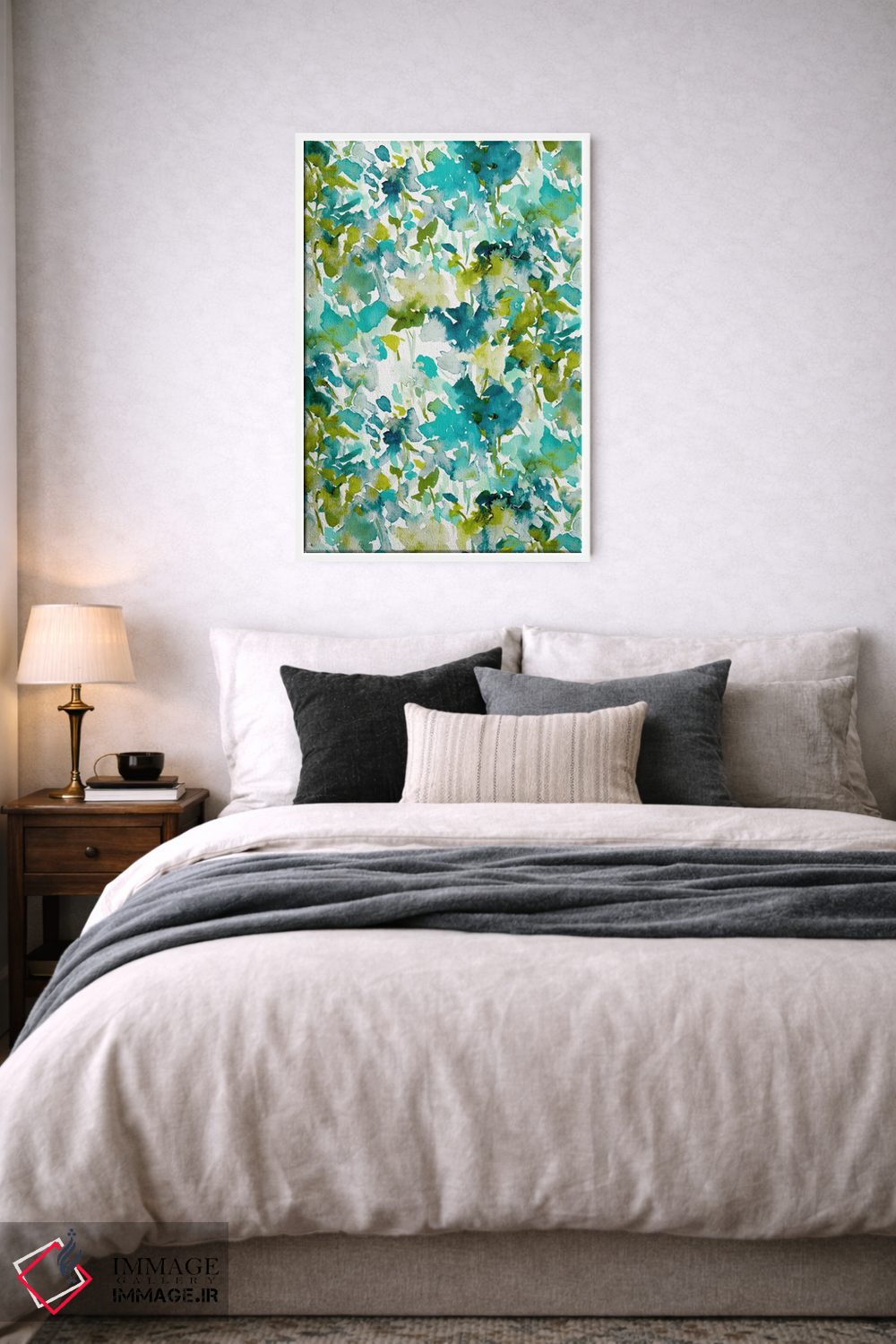 تابلو انتزاعی چاپ رنگ محلی سبزآبی اثر ژاکلین مالدونادو - D5W