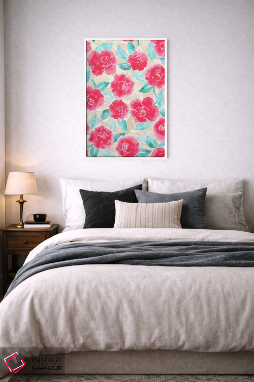 تابلو مدرن شکوفه های صدتومانی خانه روستایی صورتی اثر ژاکلین مالدونادو - D5W