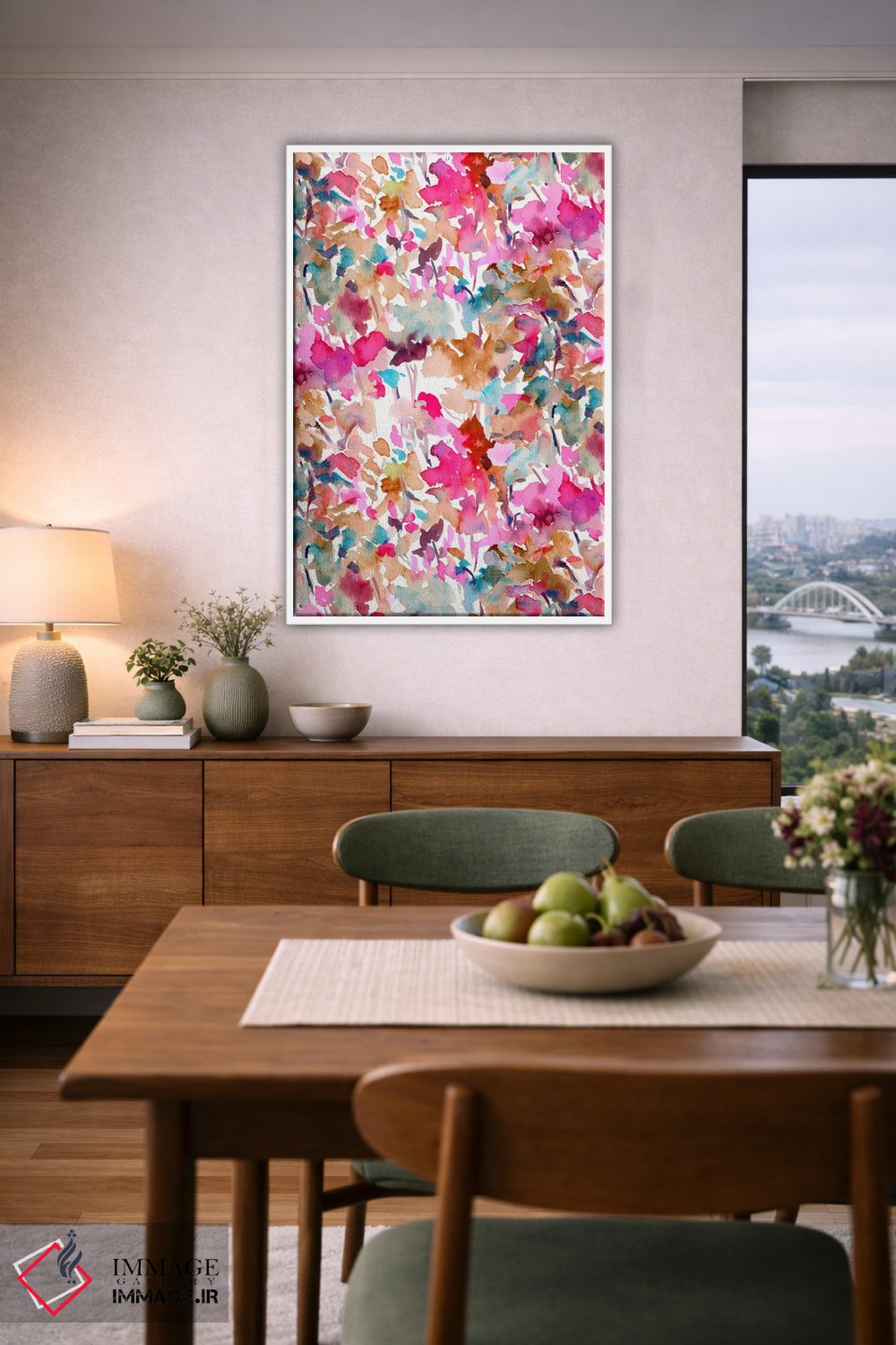 تابلو انتزاعی رنگ محلی صورتی اثر ژاکلین مالدونادو - D4W