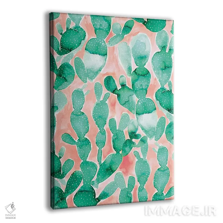 تابلو مدرن کاکتوس پارویی صورتی کم رنگ اثر ژاکلین مالدونادو - نمای پرسپکتیو محصول