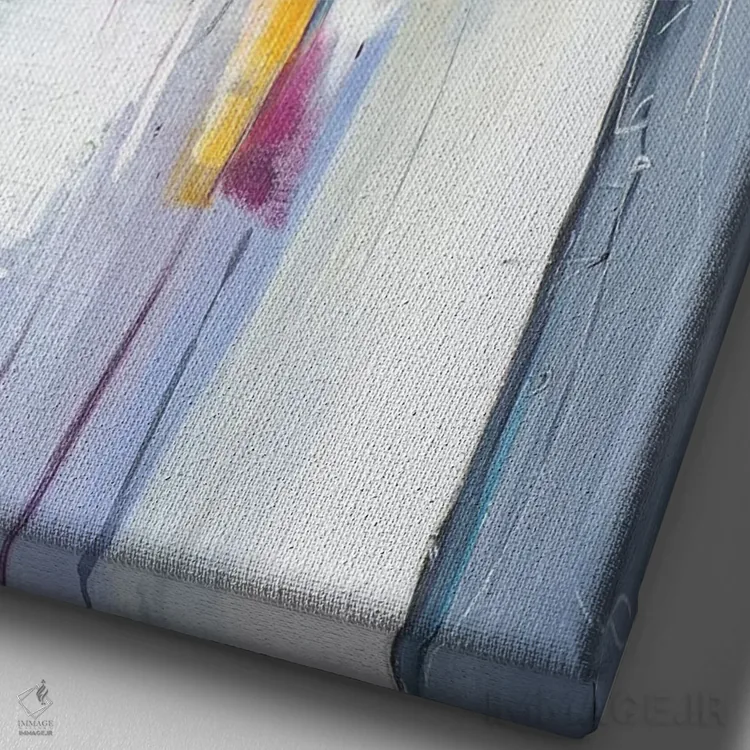 تابلو انتزاعی خط خطی کردن اثر جین ام. رابینسون - نمای نزدیک بافت بوم