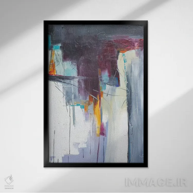 تابلو انتزاعی خط خطی کردن اثر جین ام. رابینسون - نمای قابدار مشکی