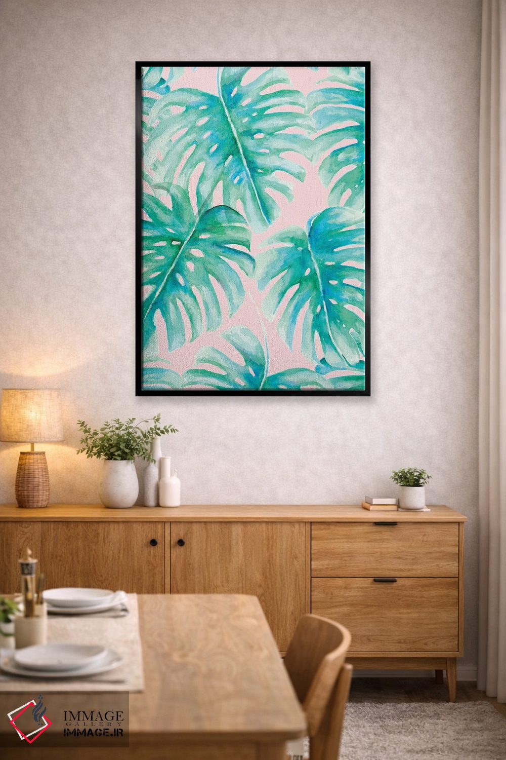تابلو مدرن نخل های بهشتی صورتی کم رنگ اثر ژاکلین مالدونادو - D4B