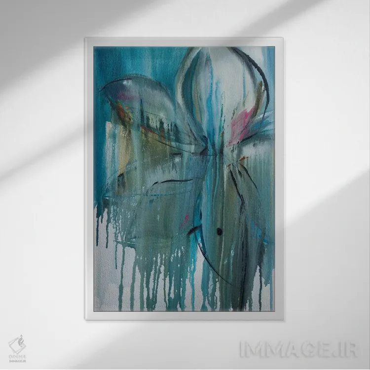 تابلو انتزاعی باران بهاری یک اثر جین ام. رابینسون - نمای قابدار سفید