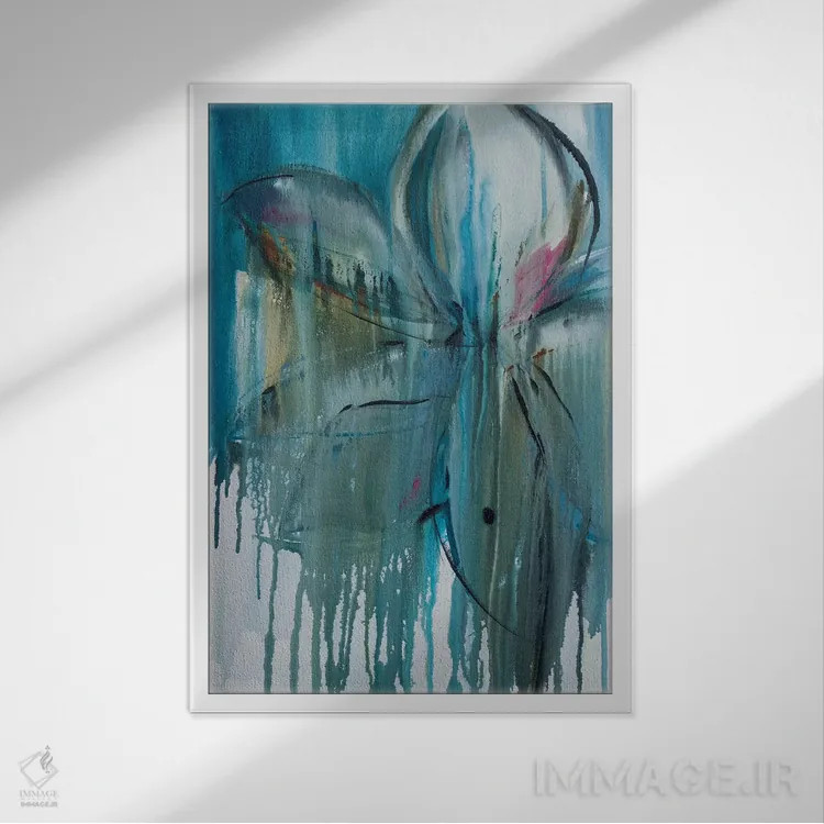 تابلو انتزاعی باران بهاری یک اثر جین ام. رابینسون - نمای قابدار سفید