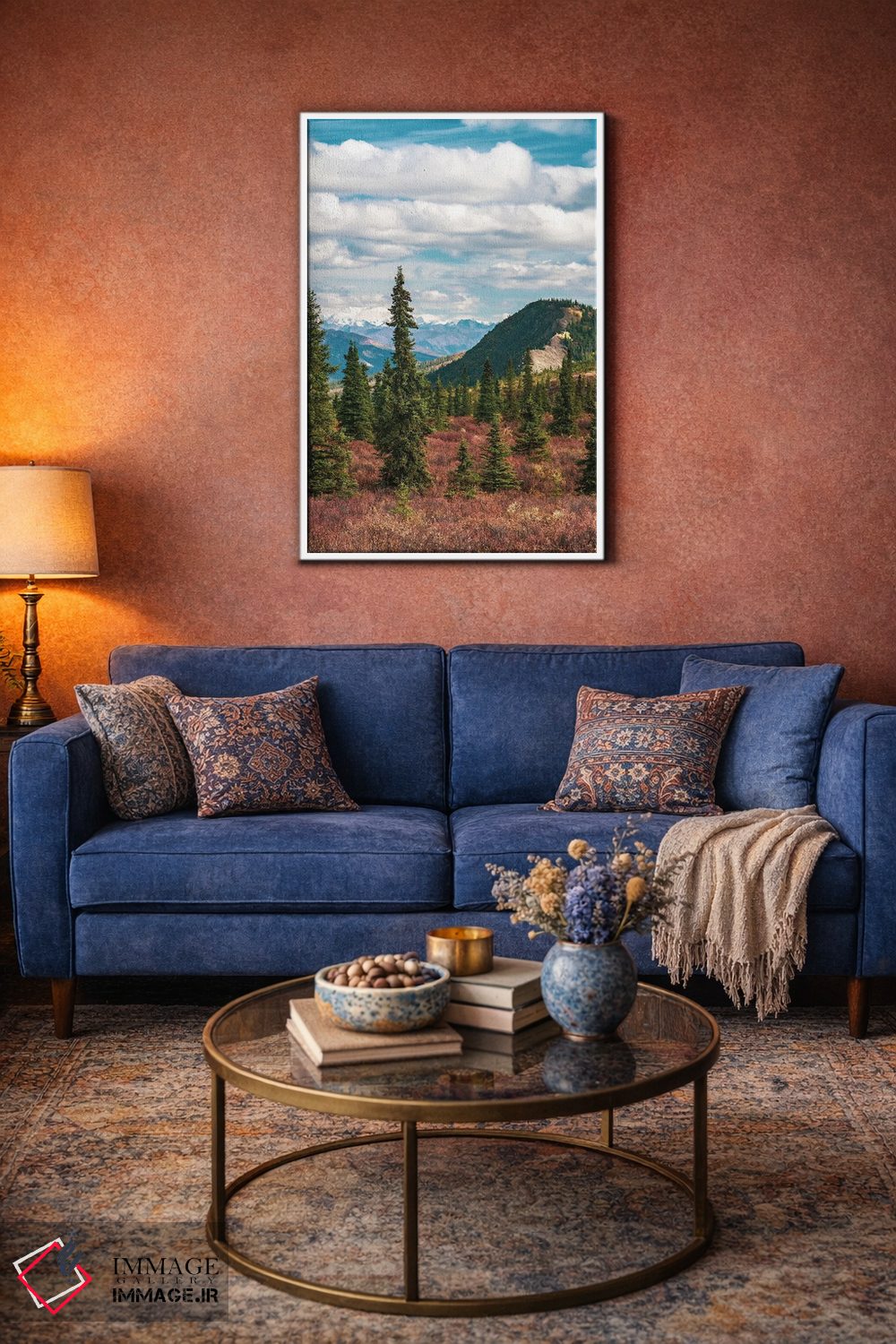 تابلو دکوراتیو Denali National Park Fall Landscape With Pine Trees And Mounta… اثر جنت مویر - D3W