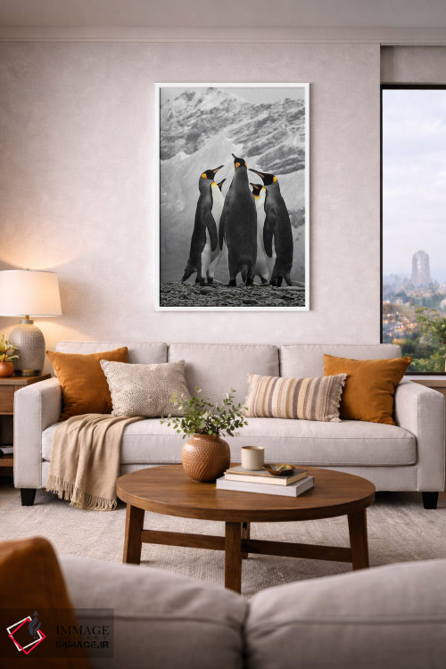 تابلو دکوراتیو A Conference Of King Penguins,جنوبگان، گردهمایی پنگوئن های شاه اثر جنت مویر - D5W