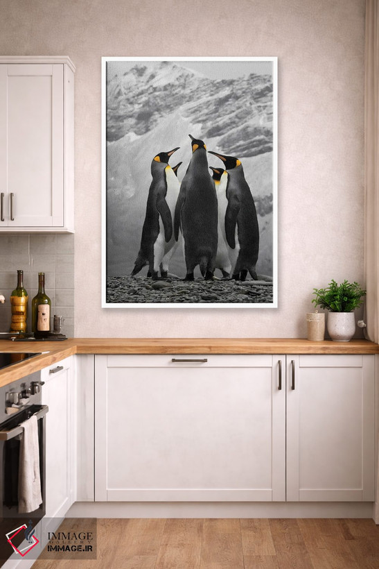 تابلو دکوراتیو A Conference Of King Penguins,جنوبگان، گردهمایی پنگوئن های شاه اثر جنت مویر - D4W