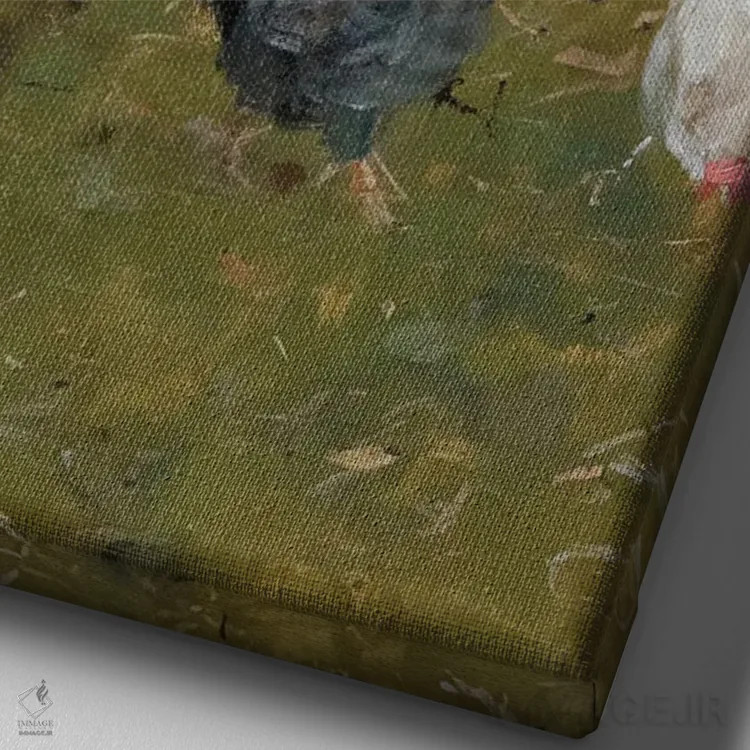 تابلو دکوراتیو برداشت تخم مرغ اثر جیمز سوآنسون - نمای نزدیک بافت بوم