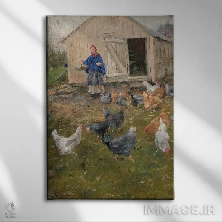 تابلو دکوراتیو برداشت تخم مرغ اثر جیمز سوآنسون - نمای روبهرو روی دیوار