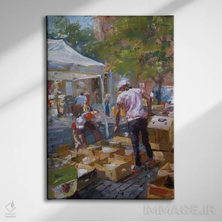 تابلو دکوراتیو یافته های آخرین ساعت بازار دست دوم فروشی اثر جیمز سوآنسون - نمای روبهرو روی دیوار