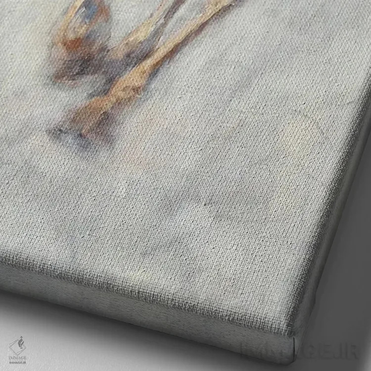 تابلو دکوراتیو اسب سفید اثر جیمز سوآنسون - نمای نزدیک بافت بوم