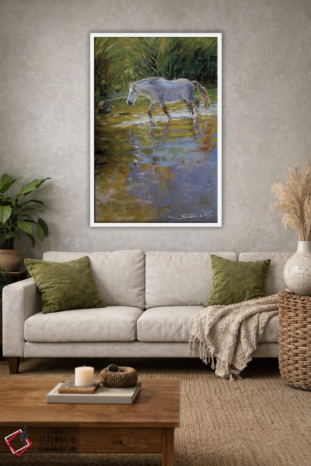 تابلو دکوراتیو اسب در آب اثر جیمز سوآنسون - D1W