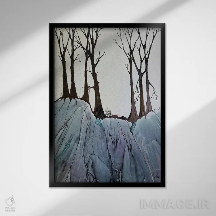 تابلو مدرن دره عمیق اثر یان متیو - نمای قابدار مشکی