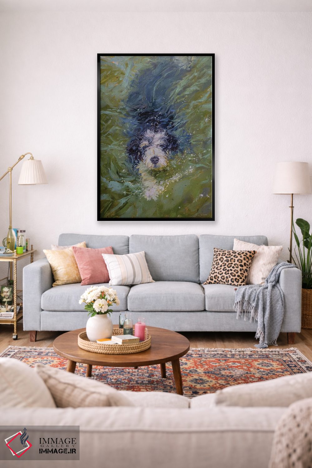 تابلو دکوراتیو سگ در آب سبز اثر جیمز سوآنسون - D1B