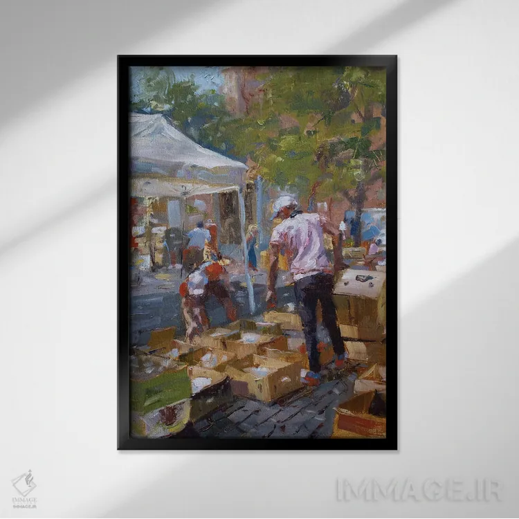 تابلو دکوراتیو یافته های آخرین ساعت بازار دست دوم فروشی اثر جیمز سوآنسون - نمای قابدار مشکی