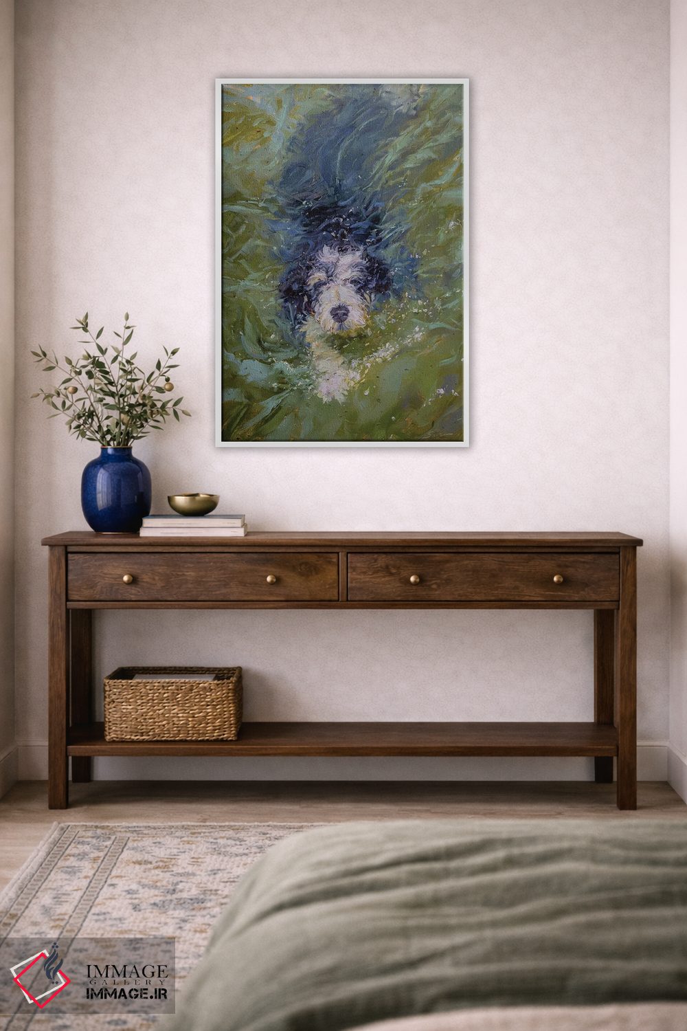 تابلو دکوراتیو سگ در آب سبز اثر جیمز سوآنسون - D3W