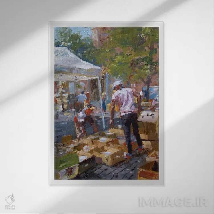 تابلو دکوراتیو یافته های آخرین ساعت بازار دست دوم فروشی اثر جیمز سوآنسون - نمای قابدار سفید