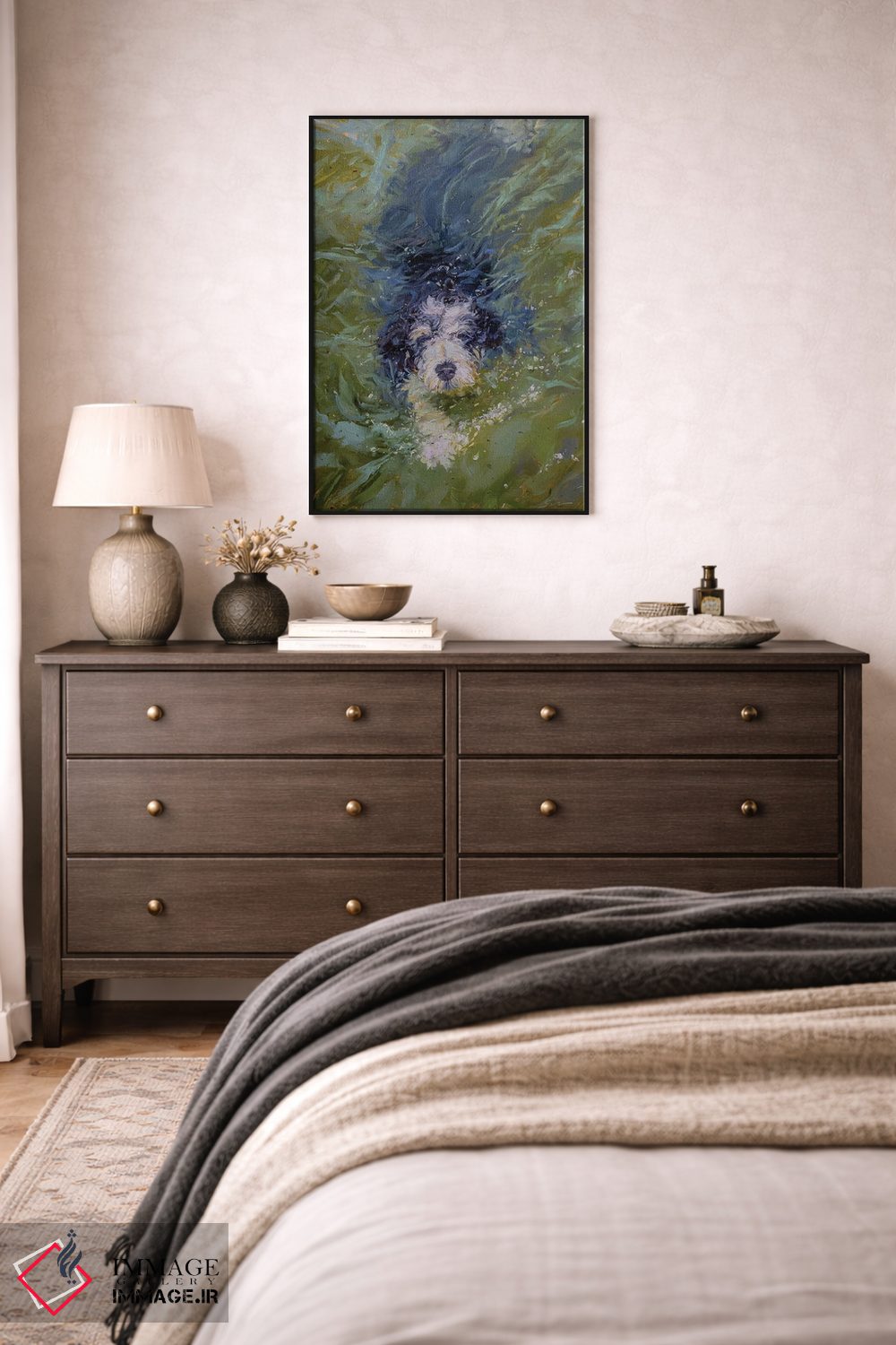 تابلو دکوراتیو سگ در آب سبز اثر جیمز سوآنسون - D4B