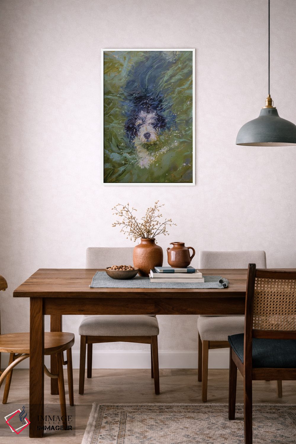 تابلو دکوراتیو سگ در آب سبز اثر جیمز سوآنسون - D6W