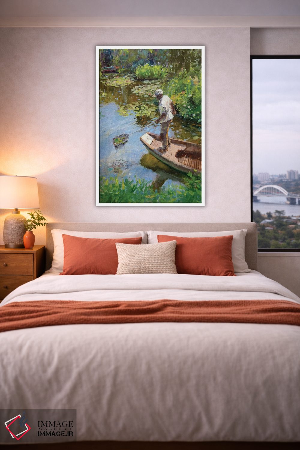 تابلو دکوراتیو کارگر حوضچه نیلوفر آبی مونه اثر جیمز سوآنسون - D3W