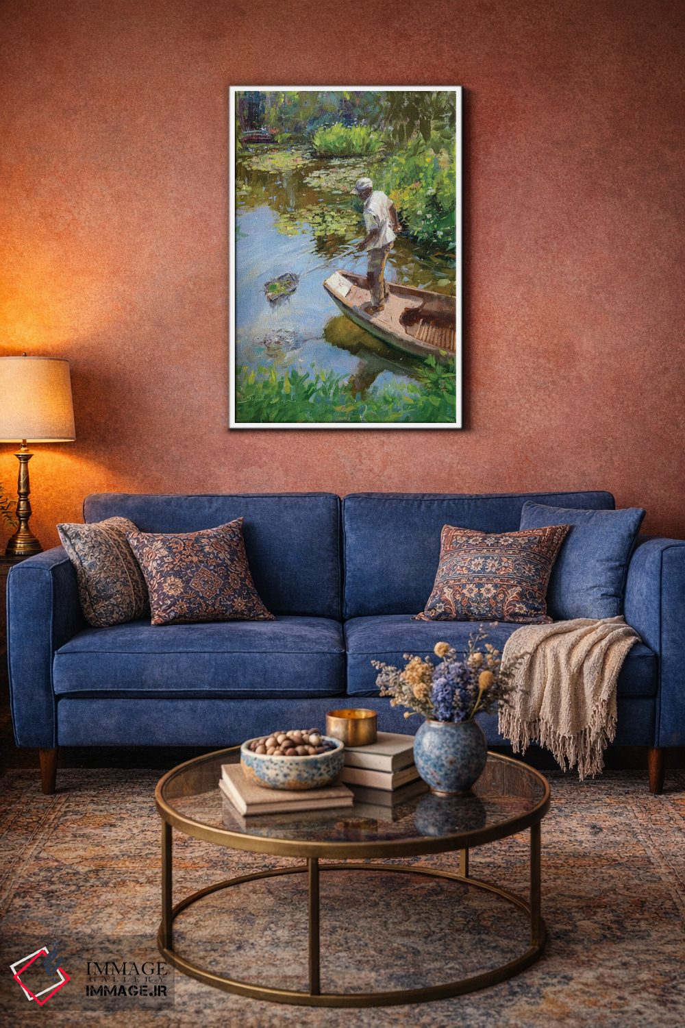 تابلو دکوراتیو کارگر حوضچه نیلوفر آبی مونه اثر جیمز سوآنسون - D2W