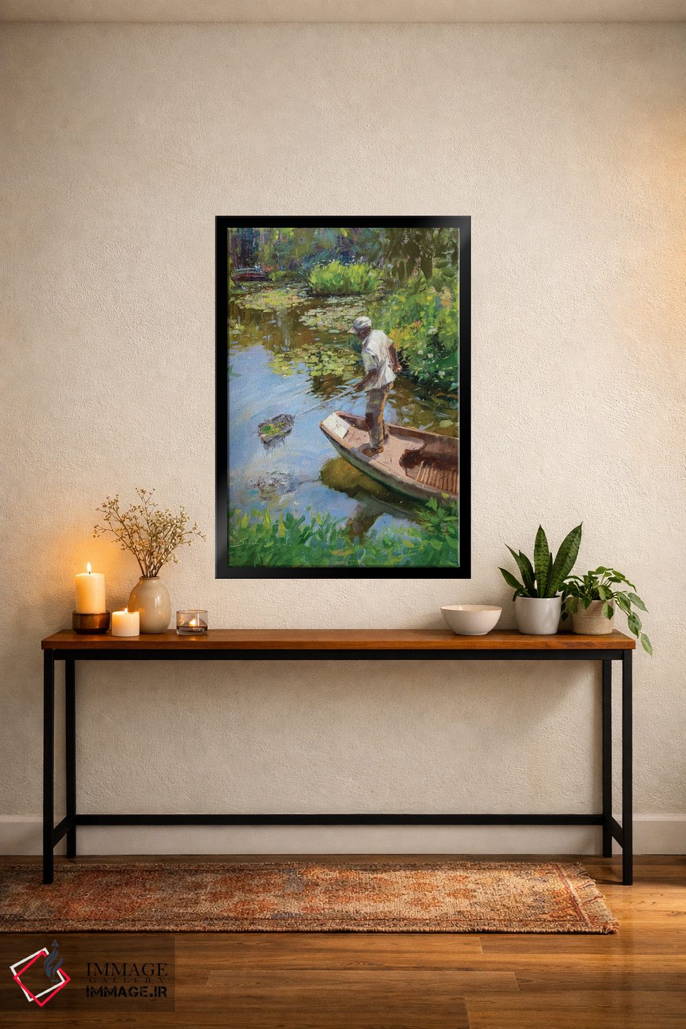 تابلو دکوراتیو کارگر حوضچه نیلوفر آبی مونه اثر جیمز سوآنسون - D5B