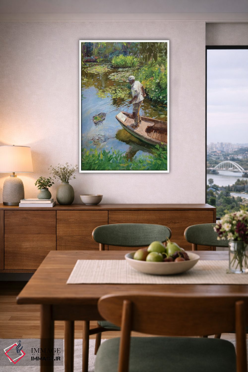 تابلو دکوراتیو کارگر حوضچه نیلوفر آبی مونه اثر جیمز سوآنسون - D6W