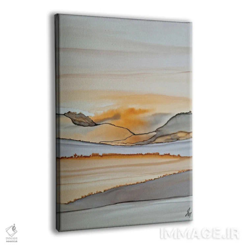 تابلو انتزاعی نارنجی غروب اثر یان متیو - نمای پرسپکتیو محصول