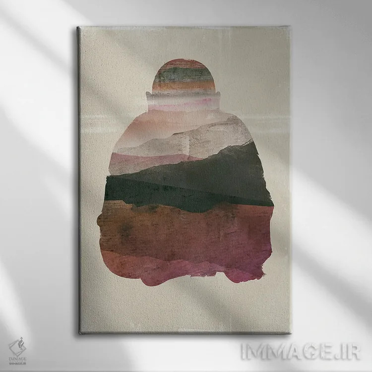 تابلو انتزاعی بودا اثر JMB دیزاین - نمای روبهرو روی دیوار
