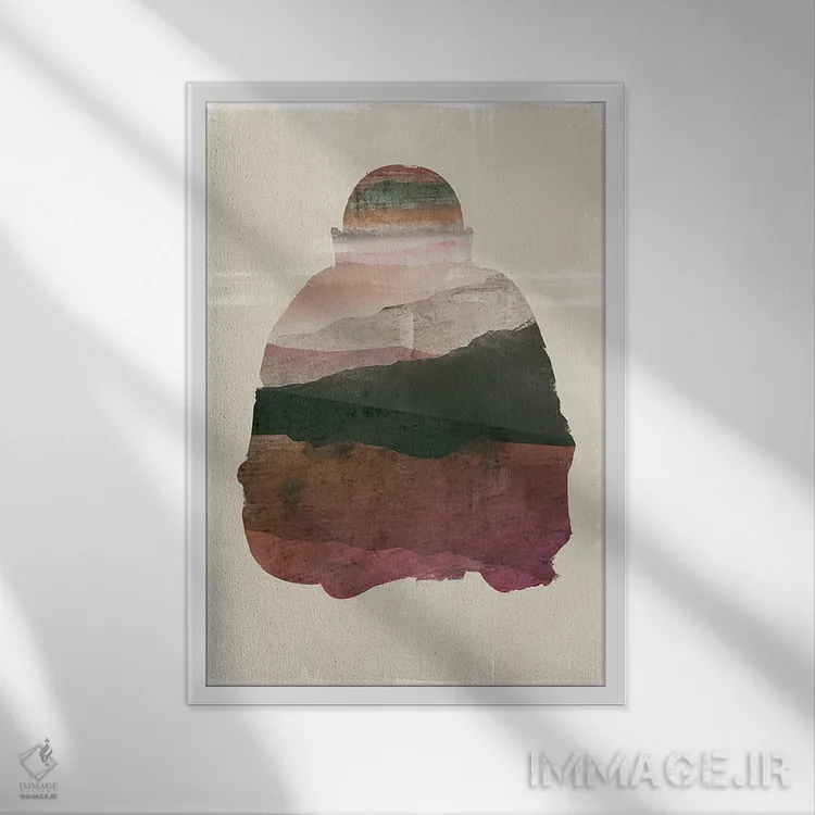 تابلو انتزاعی بودا اثر JMB دیزاین - نمای قابدار سفید