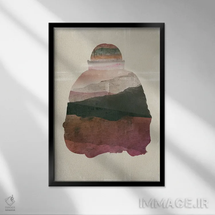 تابلو انتزاعی بودا اثر JMB دیزاین - نمای قابدار مشکی